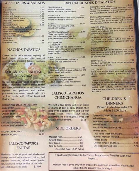 Los Tapatios Menu, Macomb, IL