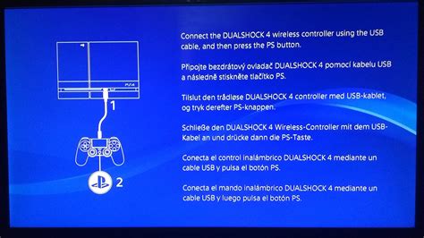 "Connect DUALSHOCK 4 wireless controller using the USB cable : PS4