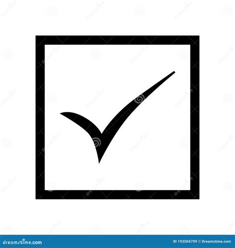 Back Check Mark in Black Square on White Background. Tick Icon Vector Symbol, Checkmark Isolated ...