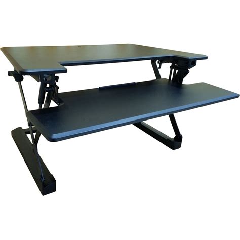 Hanover 35-In. Wide Black Tabletop Sit or Stand Lift Desk with Adjustable Height for Offices ...