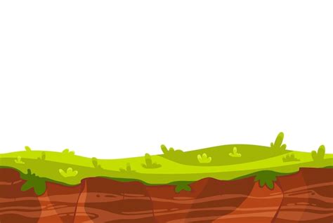 Free Vector | Cartoon landscape ground with green grass for game user ...