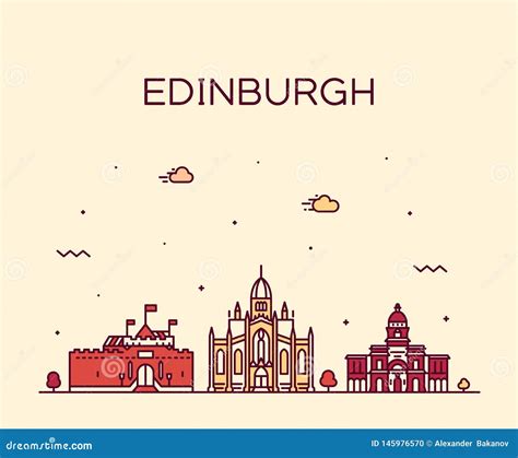 Edinburgh Skyline Silhouette. Cartoon Vector | CartoonDealer.com #255888821