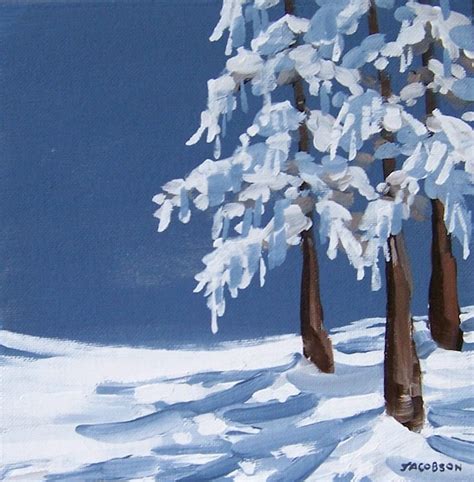 Original Painting Snow on Cedar Winter Scene by houseofthesun