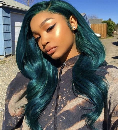 Pin by Nina’s on Hair | Front lace wigs human hair, Green hair, Long hair styles