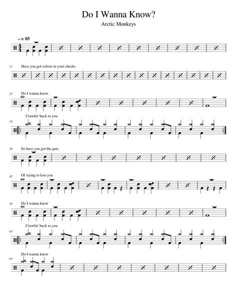 Do I Wanna Know? - Arctic Monkeys Sheet music for Drum group (Solo ...