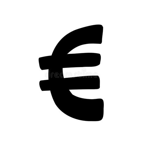 Symbol Euro EUR Currency Bold Font in Doodle Hand Drawn Style Isolated ...