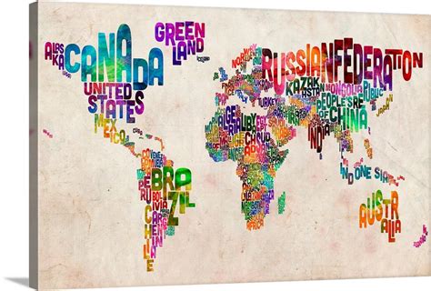 World Map made up of country names Wall Art, Canvas Prints, Framed ...