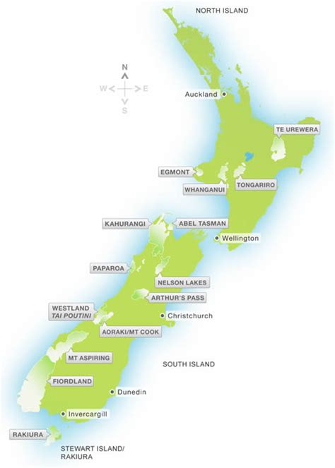 New Zealand National Parks List and Map