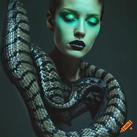 Black snake with green eyes on Craiyon