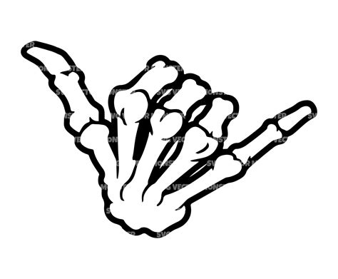 Shaka skeleton hand sign svg shaka patch shaka sticker vector cut file for cricut silhouette pdf ...