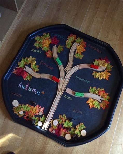 EYFS on Instagram: "Our autumn tray 🍂 Todays Tuff tray, is autumn themed! As it is the start of ...