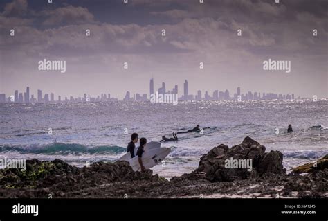 Surfing at Surfers Paradise Stock Photo - Alamy