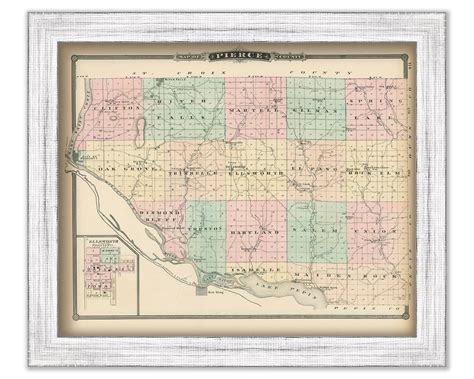 PIERCE COUNTY, Wisconsin 1878 Map, Replica or Genuine Original