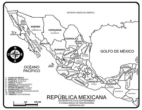 Mapa República Mexicana con nombres y división política para imprimir ...