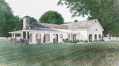 Barndominium House Plan w/ Wrap Around Porch and Open floor