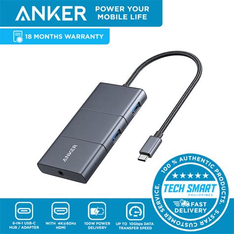 Anker PowerExpand 6-in-1 USB C Hub, USB-C Adapter, with 4K@60Hz HDMI, 100W Power Delivery, 10 ...