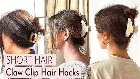 HOW TO: Cute Claw Clip Hairstyles for SHORT HAIR - YouTube