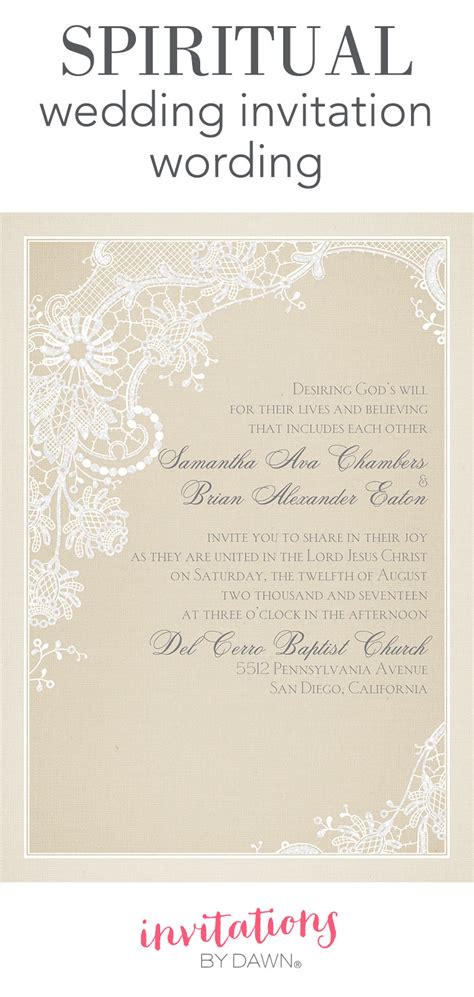 Christian Wedding Invitations Spiritual Wedding Invitation Wording Invitations Dawn ...