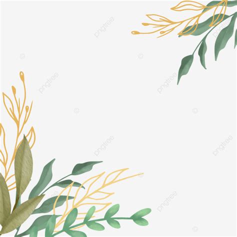 Beautiful Greenery Watercolor Leaves Corner Border, Watercolor Leaves ...