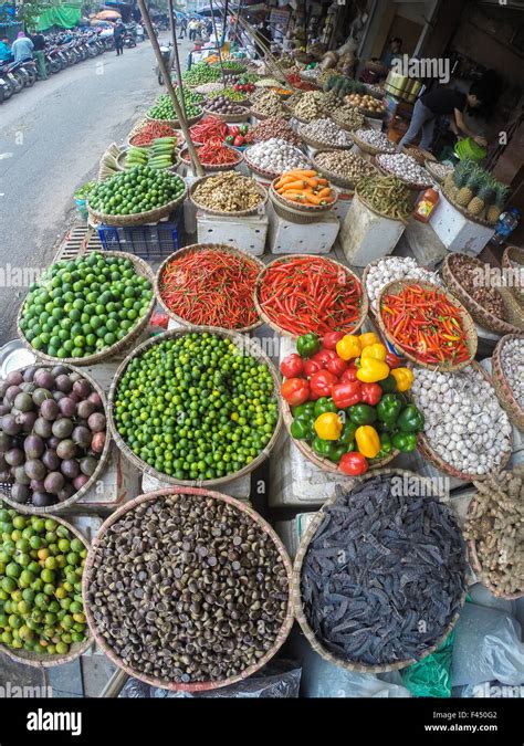 Fruits and vegetables at asian market Stock Photo - Alamy