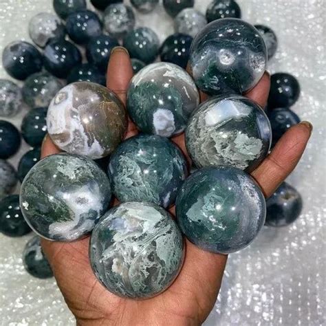 Round Moss Agate Sphere, For Decoration, 250g at Rs 1200/kg in Khambhat ...