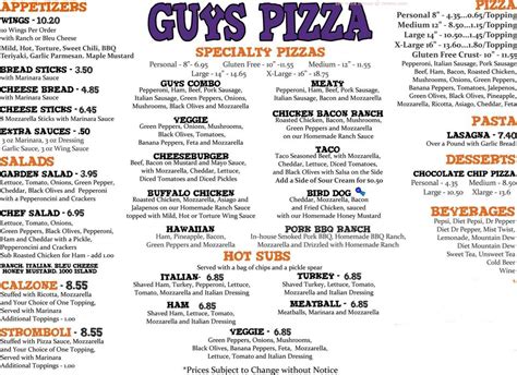 Menu at Guys Pizza 81 pizzeria, Anderson