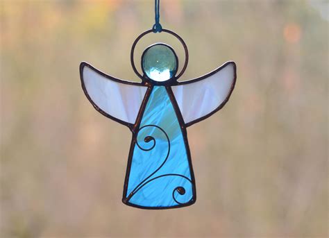 Stained glass Christmas angel, window hanging suncatcher, angel ornament | Stained glass ...