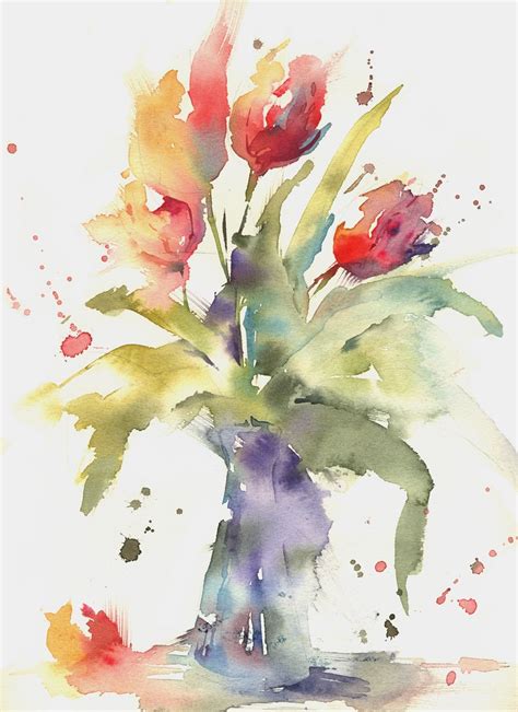 Dancing Tulip's by Andrew GEESON | Watercolor tulips, Flower painting ...