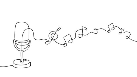 One line drawing music notes and microphone, minimalist vector 25681098 Vector Art at Vecteezy