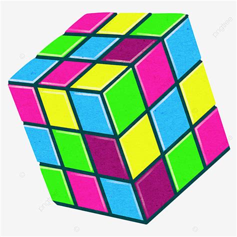 Colorful Retro Cube, Toy, Multi Colored, Neon PNG Transparent Clipart ...