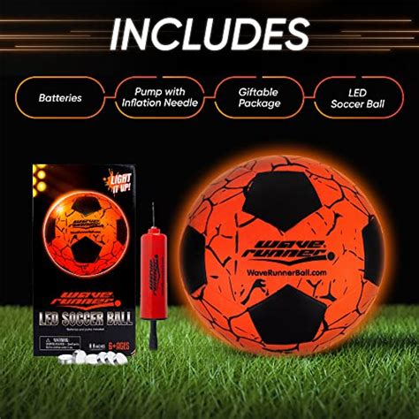 WaveRunner Glow in The Dark Soccer Ball- LED Light Up Grip-It Edition ...