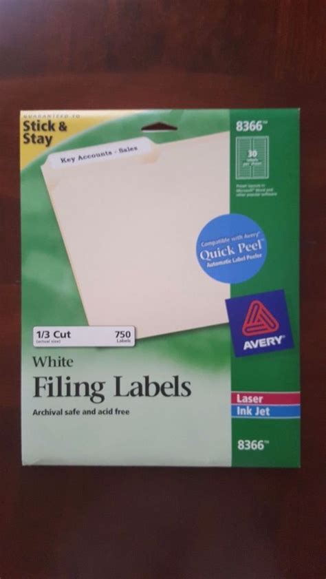 Avery File Folder Labels Laser Inkjet Printers Printable White Pack of 750 #AveryDennison | File ...