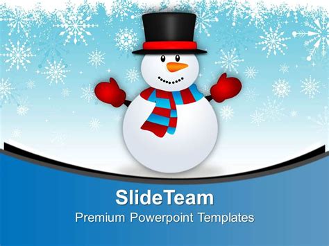 Cute Snowman On Snowy Background PowerPoint Templates PPT Themes And ...