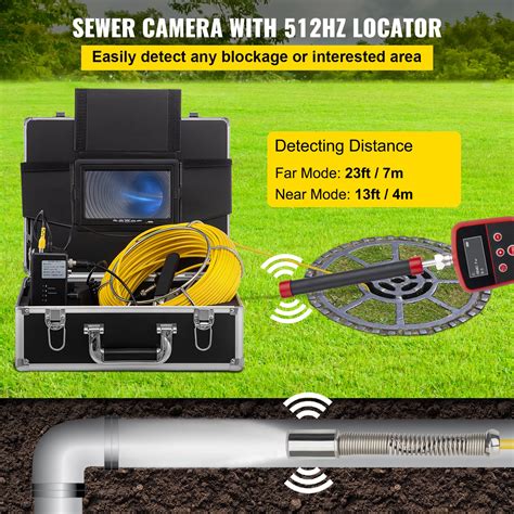 VEVOR Sewer Camera with Locator, 165' Cable, Drain Camera w/ 512Hz Sonde Transmitter & Receiver ...