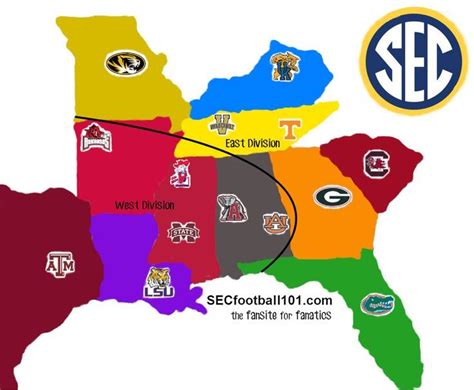 the sec football team is on top of the state map with their name and number