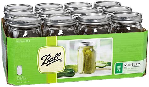 Ball Wide Mouth Quart (32 oz) Jars with Lids and Bands (2 Pack of 12 ...