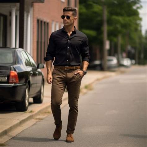 13 Outfit Ideas: Black Shirt With Khaki Pants for Men