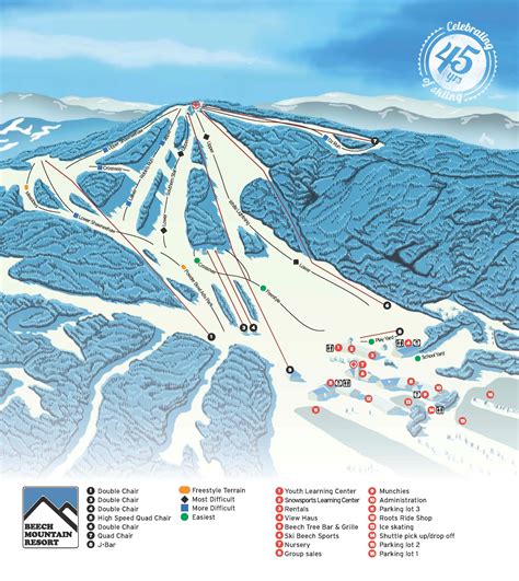 Beech Mountain Ski Trail Map and Mountain Stats