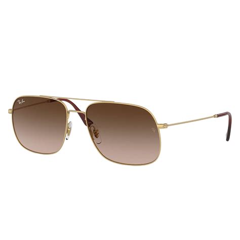 Ray Ban|Matte Gold|Brown Earpiece|Oval shape|Sunglasses
