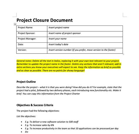 Project Closure Template – Rebels Guide To Project Management