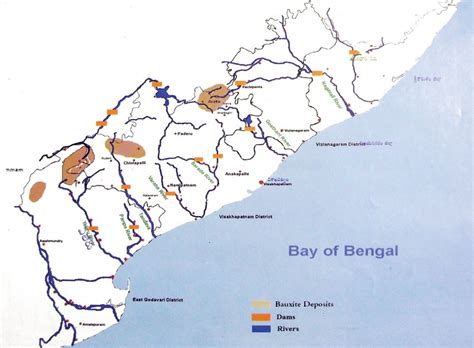 3 Map of bauxite mining and rivers in coastal Andhra Pradesh. Source:... | Download Scientific ...