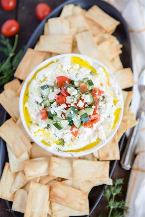 Greek Whipped Feta Cheese Dip with Greek Yogurt and Dill