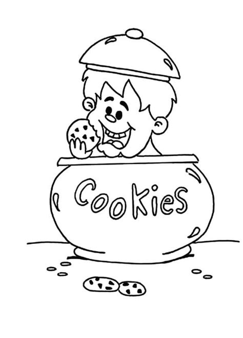 Boy in Cookie Jar Coloring Pages - Coloring Cool