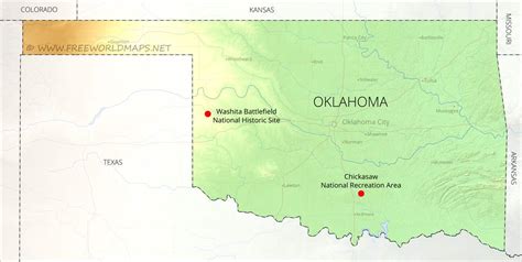 Physical map of Oklahoma