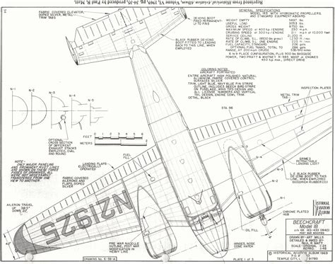 Beechcraft Model 18 Blueprint - Download free blueprint for 3D modeling