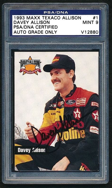 Davey Allison Signed 1993 NASCAR Trading Card (PSA LOA & Encapsulated)