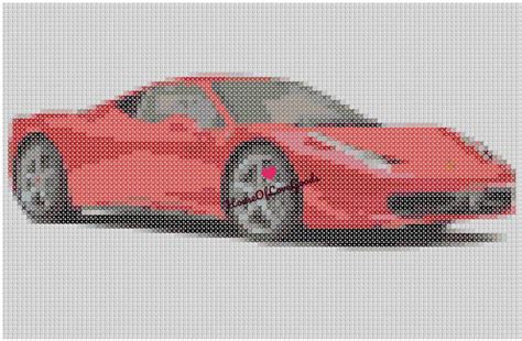 Supercar Cross Stitch Pattern, Sports Car Cross Stitch Pattern, Ferrari 458 Cross Stitch Pattern ...