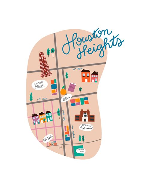 Houston Heights Neighborhood Map, Instant Download Printable, Houston Map, Heights High School ...