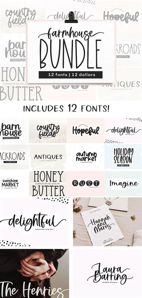 Farmhouse Font Bundle | 20 Fonts | Farmhouse font, Handwritten fonts ...