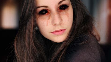 spooky, black eyes, creepy, women, face, dark eyes, long hair, HD Wallpaper | Rare Gallery